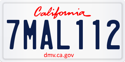 CA license plate 7MAL112