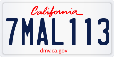 CA license plate 7MAL113