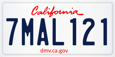 CA license plate 7MAL121