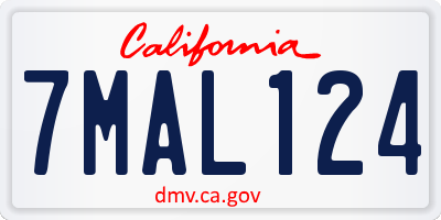 CA license plate 7MAL124