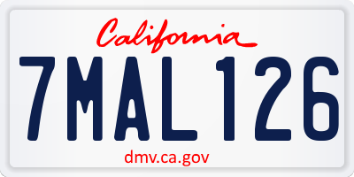 CA license plate 7MAL126