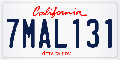CA license plate 7MAL131