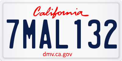 CA license plate 7MAL132