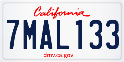 CA license plate 7MAL133