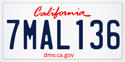 CA license plate 7MAL136