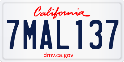 CA license plate 7MAL137