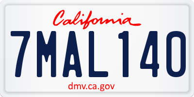 CA license plate 7MAL140