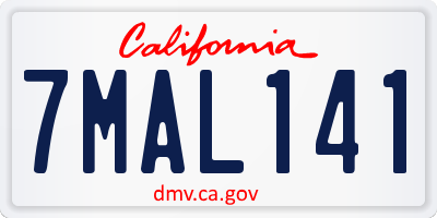 CA license plate 7MAL141