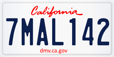 CA license plate 7MAL142