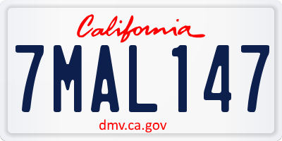 CA license plate 7MAL147