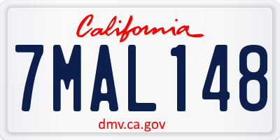 CA license plate 7MAL148