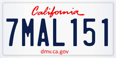 CA license plate 7MAL151
