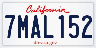 CA license plate 7MAL152