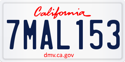 CA license plate 7MAL153
