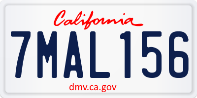 CA license plate 7MAL156