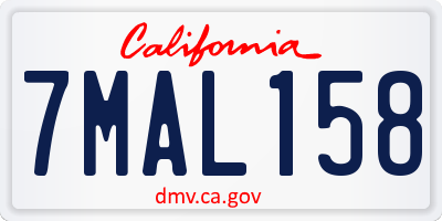 CA license plate 7MAL158