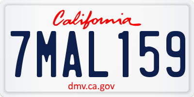 CA license plate 7MAL159