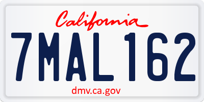 CA license plate 7MAL162
