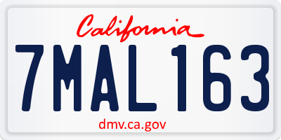 CA license plate 7MAL163