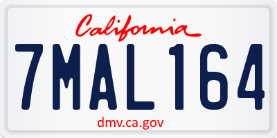 CA license plate 7MAL164