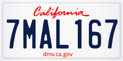 CA license plate 7MAL167