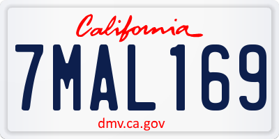 CA license plate 7MAL169