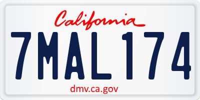 CA license plate 7MAL174