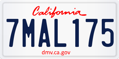CA license plate 7MAL175