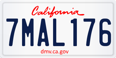 CA license plate 7MAL176