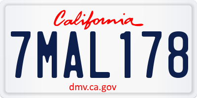 CA license plate 7MAL178
