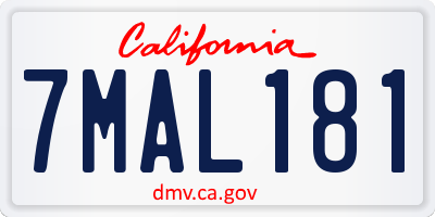 CA license plate 7MAL181