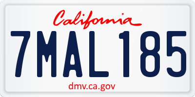 CA license plate 7MAL185