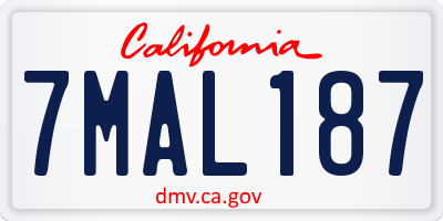 CA license plate 7MAL187