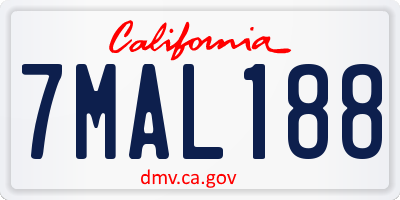CA license plate 7MAL188