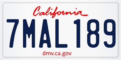 CA license plate 7MAL189