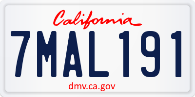 CA license plate 7MAL191