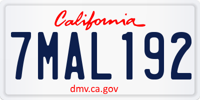 CA license plate 7MAL192