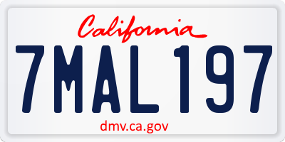 CA license plate 7MAL197