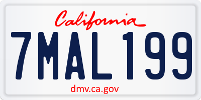 CA license plate 7MAL199