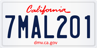 CA license plate 7MAL201