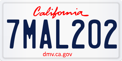 CA license plate 7MAL202