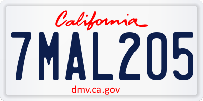 CA license plate 7MAL205