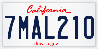 CA license plate 7MAL210