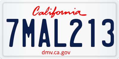 CA license plate 7MAL213
