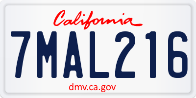 CA license plate 7MAL216