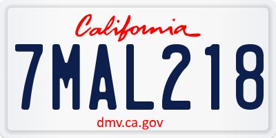 CA license plate 7MAL218