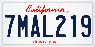 CA license plate 7MAL219