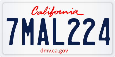 CA license plate 7MAL224