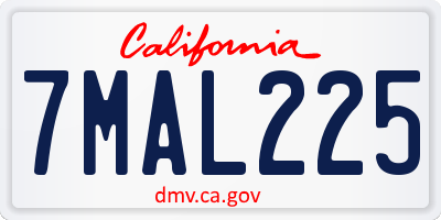 CA license plate 7MAL225