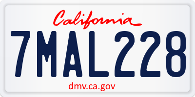 CA license plate 7MAL228